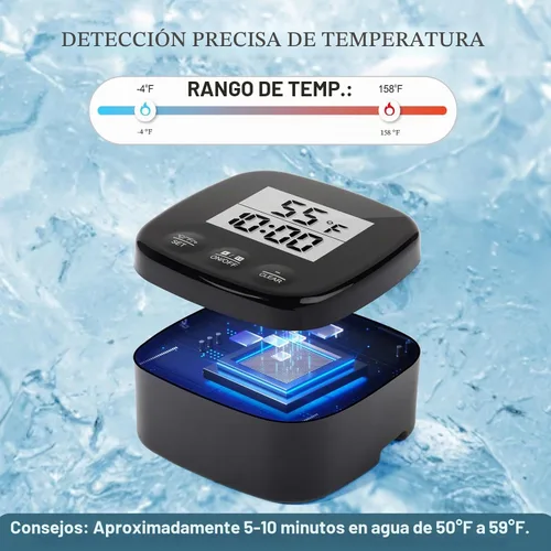 Vista 2 de Termómetro de baño de hielo - Medidor de temperatura de agua flotante con temporizador