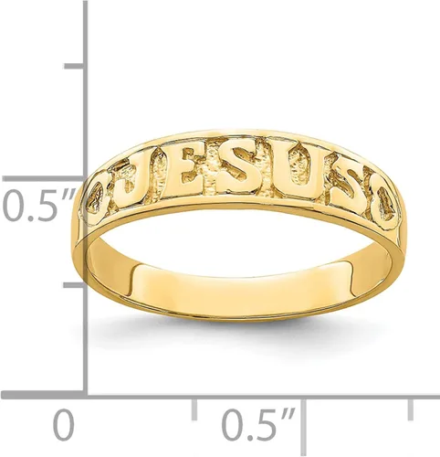 Vista 4 de Anillo Jesús Pulido con Corazones de Oro Amarillo de 14K - Jewelry By Sweet Pea, Metal