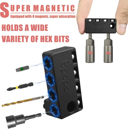 Vista 2 de Soportes magnéticos mejorados para brocas hexagonales de 1/4 de pulgada compatibles con destornilladores de impacto Milwaukee de 18V, funda
