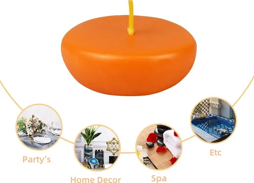 Vista 7 de Zest Candle Velas flotantes de 24 piezas, 2.25 pulgadas, naranja