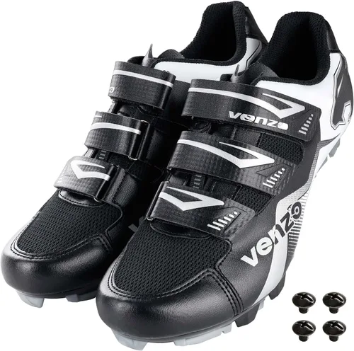 Vista 4 de Venzo Men's Mountain Bike Bicycle Cycling Shoes with Multi-Function Clip-Less Pedal & Cleat - Compatible with Shimano SPD & Crankbrother Systems