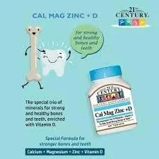 Vista 3 de 21st century cal Mag Zinc + D vitamina – 90 Tabletas, Paquete de 4