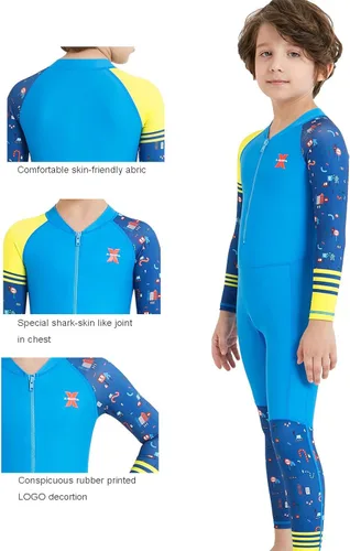 Vista 3 de DIVE & SAIL Traje de baño de una pieza de manga largacorta para niños con protección solar