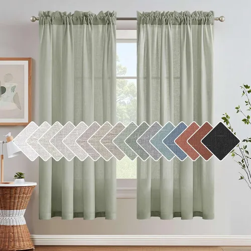 Vista 33 de H.VERSAILTEX Cortinas texturizadas de lino con filtro de luz para sala de estar, tratamiento de ventanas, cortinas naturales y duraderas