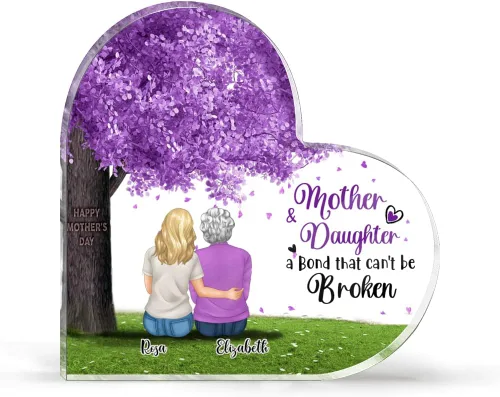 Vista 10 de GOSSBY Placa personalizada transparente (madre y 2 hijas) No siempre a la vista, pero siempre de corazón a corazón, placa personalizada con texto