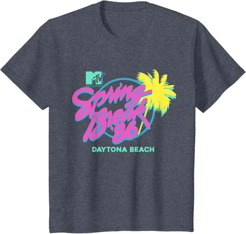 Vista 17 de MTV Camiseta de cuello redondo de ajuste clásico - Spring Break Daytona Beach, negro, adulto, manga corta, algodón y poliéster