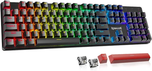 Vista 12 de Redragon Teclado Mecánico para Juegos con Cable, 11 Modos Retroiluminados Programables, Interruptor Rojo Intercambiable en Caliente, Anti-Ghosting