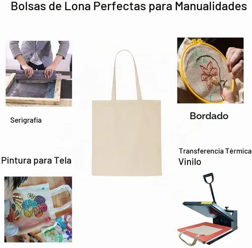 Vista 2 de FunisFun Paquete de 12 Bolsas de Lona en Blanco a Granel Bolsas de Compras Reutilizables para Supermercado para Manualidades con una Hoja de Teflón