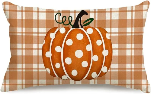 Vista 12 de RABUSOFA Dark Blue Polka Dot Pumpkin Fall Pillow Covers,Seasonal Autumn Thanksgiving Decorative Throw Pillows Fall Decorations for Home Couch Decor