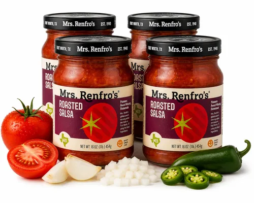 Vista 5 de Mrs. Renfro's Medium Salsa, 16 oz Jars (Pack of 2) – Gluten Free Medium Heat Tomato Salsa with Jalapeños, Onions & Peppers – Texas-Style Salsa for