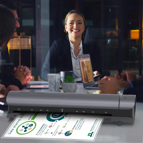 Vista 9 de Máquina laminadora para presentación de oficina 11x17 con hoja laminadora A3/A4/A5, máquina laminadora térmica en frío de 3/5 mil, 13 pulgadas