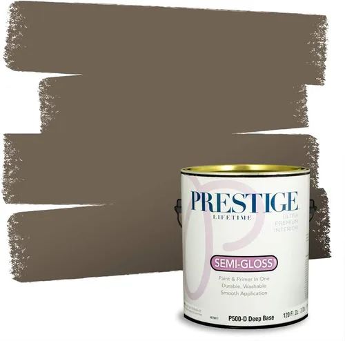 Vista 106 de PRESTIGE Pinturas Pintura Exterior e Imprimación en Uno, 1 Galón, Mate, Combinación Comparable de Sherwin Williams* Black Magic* SW6991-PCM