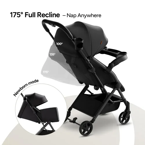 Vista 6 de Mompush Lithe V2 - Cochecito de viaje ligero, compacto y plegable con bolsa de viaje, cochecito plegable con una sola mano, bandeja para aperitivos