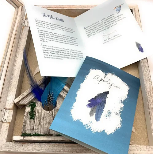 Vista 2 de Smiling Wisdom - Tarjeta de felicitación y plumas que simbolizan disculpas y perdón - Hombres Mujeres Familia de recién casados - Hecho a mano