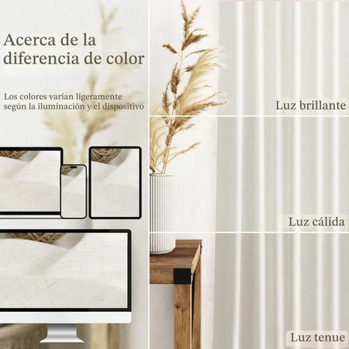 Vista 3 de Nanspring Cortinas color crema de 30 pulgadas de largo para cocina, mezcla de lino, semitransparentes, pestaña trasera y bolsillo para barra, filtro