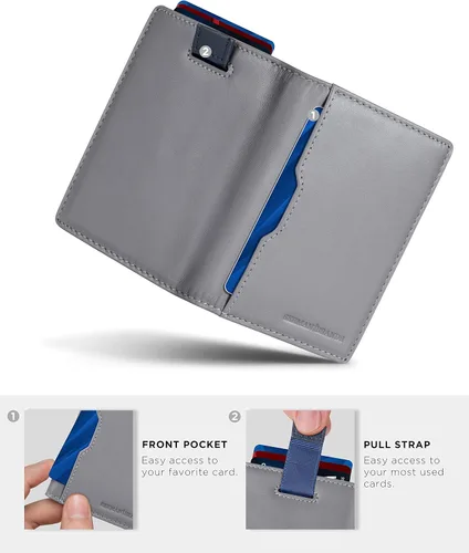 Vista 5 de SERMAN BRANDS - Billeteras para hombre, piel delgada, con bloqueo RFID, bolsillo frontal, plegable, para viajes, delgadas