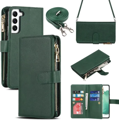 Vista 10 de iCoverCase para Samsung Galaxy S22 - Funda tipo cartera con soporte y bolsillos para tarjetas, funda de piel sintética con cierre magnético