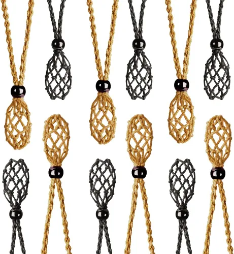 Vista 18 de Weryerker Soporte para collar de jaula de cristal de 12 piezas con cordón de collar de 1.57 pulgadas y cordón ajustable tejido a mano