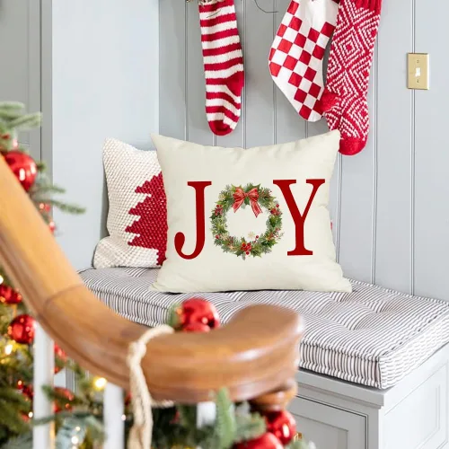 Vista 3 de RABUSOFA Fundas de Almohada de Navidad 18x18, Fundas de Almohada para Decoraciones Navideñas al Aire Libre, Fundas de Almohada Decorativas