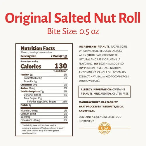 Vista 2 de Pearson 's Bite-Size Rollo de nueces saladas con sabor a caramelo, bolsa de 23 onzas, a granel, envuelto individualmente