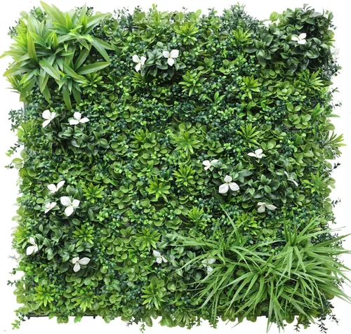 Vista 24 de E&K Panel de valla de plantas artificiales de 20 x 20 pulgadas, hojas sintéticas, césped, panel de privacidad para interiores y exteriores