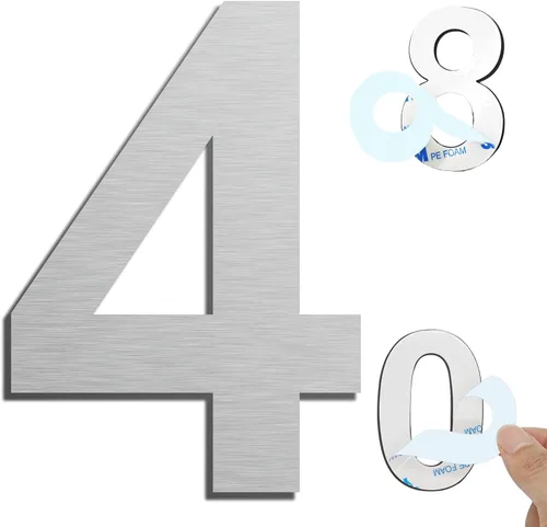 Vista 23 de Números de casa autoadhesivos – Números de puerta de acero inoxidable de 6 pulgadas para exteriores – Número de casa grande y moderno, número