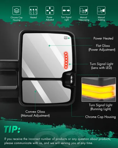 Vista 2 de SCITOO Espejos de Remolque Compatibles con Chevy Silverado 2008-2013 Para GMC Sierra Todos los Modelos Un Par (Lado Izquierdo y Derecho) Con Ajuste