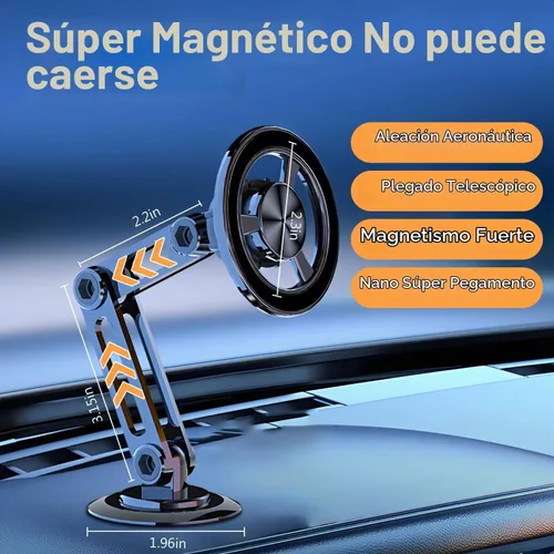 Vista 6 de Soporte magnético universal de 360° PRO para teléfono celular, soporte magnético plegable de aleación para teléfono celular para automóvil