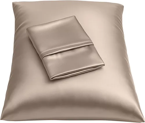 Vista 54 de ShopBedding - Lujosa funda de almohada de satén para el cabello, 2 unidades, satinada, estándar, con cremallera, estampado de cebra marrón