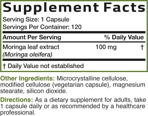Vista 6 de Bronson Moringa Extra Strength Cápsulas Moringa Oleifera en polvo, 120