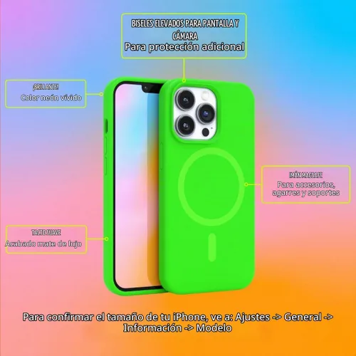 Vista 3 de Felony CASE - Elegante funda verde neón para iPhone 13 Pro Max, compatible con MagSafe, funda protectora a prueba de golpes de 360° diseñada