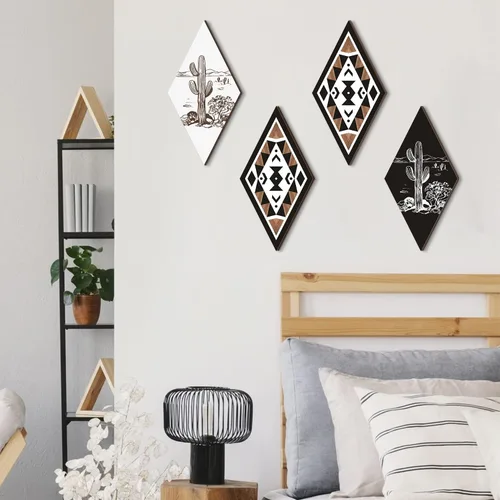 Vista 3 de CHDITB Decoración de pared de cactus, letrero de madera azteca, decoración de pared con temática natural, arte de pared moderno para oficina, hogar