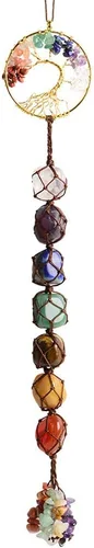 Vista 31 de Árbol de la vida hecho a mano con 7 piedras de chakras, cristales curativos, adorno colgante para decoración del hogar