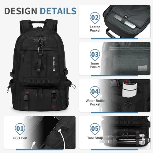 Vista 3 de Mochila de viaje de 45 litros aprobada por la TSA con compartimento para zapatos y separación en seco y húmedo, bolsa para laptop de 18.4 pulgadas