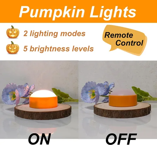 Vista 7 de iZAN Luces LED de calabaza a pilas con control remoto y temporizador, velas parpadeantes brillantes sin llama para decoración del hogar, fiesta