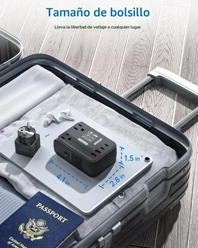 Vista 8 de DOACE - Convertidor de voltaje con adaptador de viaje, 350 W, 220 V a 110 V, color negro
