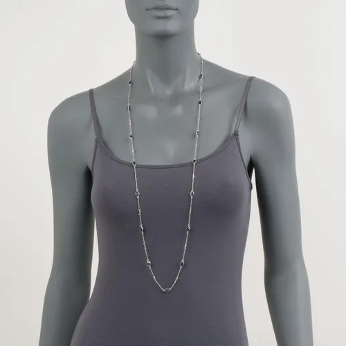 Vista 7 de Ross-Simons 7.20 ct. t.w. Sapphire and .25 ct. t.w. Diamond Station Necklace in Sterling Silver