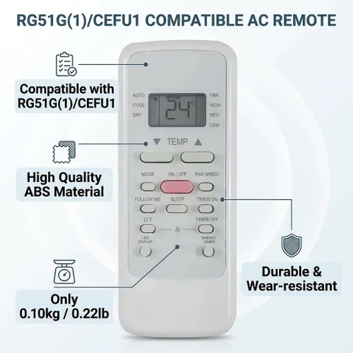Vista 5 de RG51G (1)/CEFU1 apto para Element Danby Midea Aire acondicionado remoto C/F