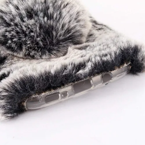 Vista 3 de Funda para Google Pixel 3 XL, [Estuche de conejo de felpa] Conejo de piel peluda con diamantes de imitación de cristal de diseño cálido suave