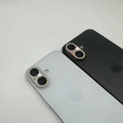 Vista 3 de Paquete de 2 protectores de lente de cámara compatibles con iPhone 16/16Plus, protector de lente de cámara con purpurina 3D