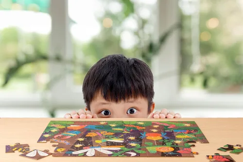 Vista 3 de Stephen Joseph, Rompecabezas educativo con bote, rompecabezas de animales de 48 piezas, rompecabezas de animales de aprendizaje para niños de 3 a 5