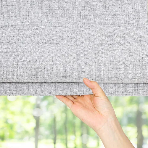 Vista 8 de Persianas romanas de bambú, persianas forradas de madera natural sin cuerda Persianas romanas de bambú con cenefa, persianas opacas inalámbricas