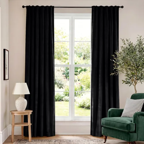 Vista 83 de Lazzzy Cortinas opacas de terciopelo beige de 84 pulgadas de largo con aislamiento térmico para oscurecer la habitación, cortinas forradas de lujo