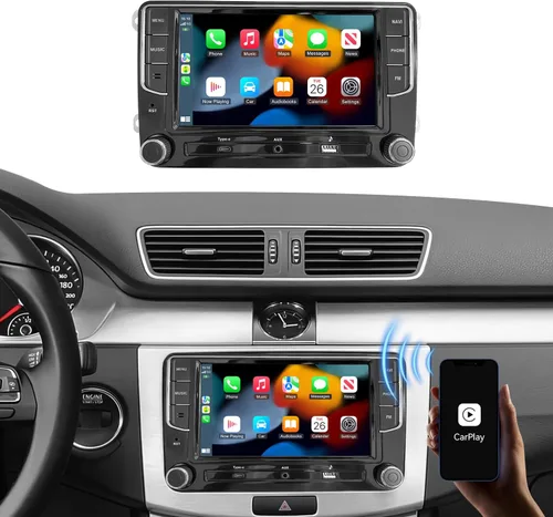 Vista 9 de Estéreo auto inalámbrico del coche de CarPlay Android para VW, 7" radio doble DIN Fits Golf Passat Jetta Tiguan, Navigation, hands-free calls