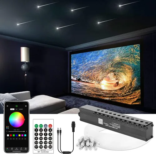 Vista 6 de CHINLY Meteor 3W 96pcs 0.03in 9.8ft Bluetooth 12LEDs Kit de luces de fibra óptica Control remoto/APP + cable divisor de alimentación DC
