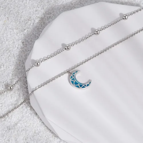 Vista 64 de CHIC & ARTSY Tobilleras delicadas de plata de ley S925 para verano, pulsera de tobillo ajustable multicapa para playa, joyería de pie para mujer