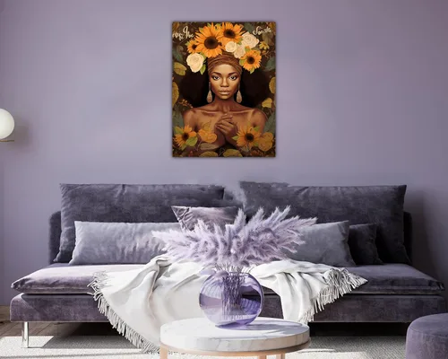 Vista 186 de Arte de pared afroamericano, decoración de rey y reina bailarín negro para sala de estar, arte de pareja de amor negro para dormitorio, lienzo
