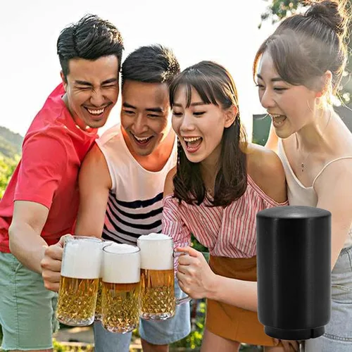 Vista 5 de Abridor automático de botellas de cerveza de acero inoxidable con captador de tapa, magnético, tipo empuje, negro