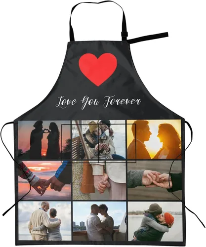 Vista 26 de Delantales personalizados con dos bolsillos para mujeres y hombres, delantales personalizados impresos con texto fotográfico para cocinero de cocina