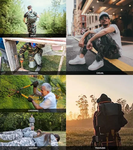 Vista 6 de BAYAMO Pantalones cargo para hombre, camuflaje militar, pantalones de fatiga de camuflaje para caza, combate, trabajo, pantalones casuales